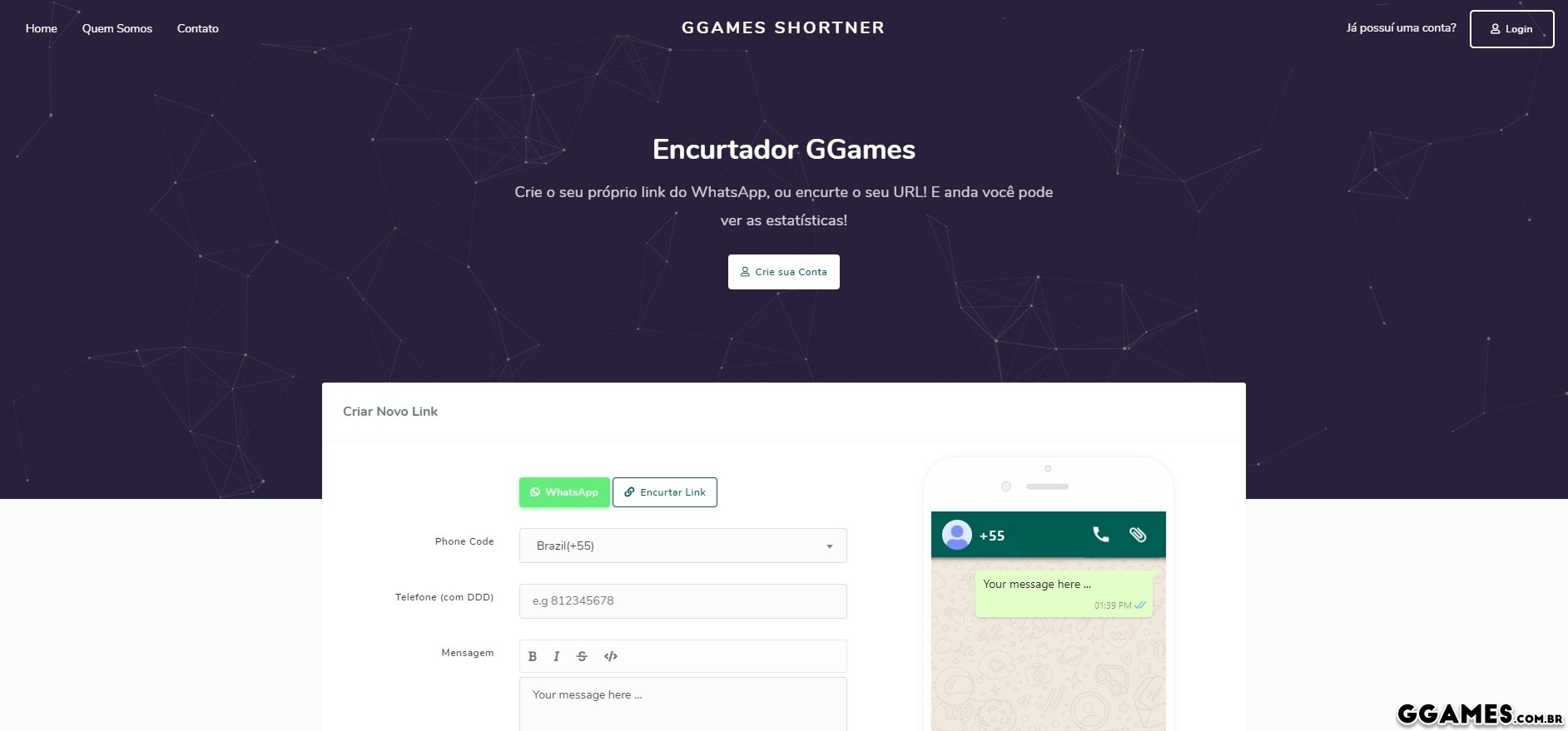 Novo Encurtador de link Oficial GGames