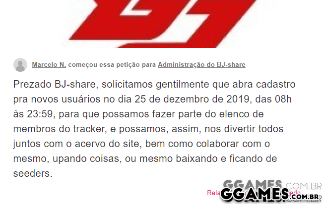 Petição quer que o BJ-Share abra seu cadastro por 24h!