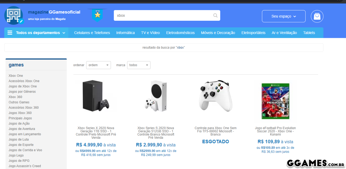 Magazine GGames Oficial - uma loja parceira do Magalu