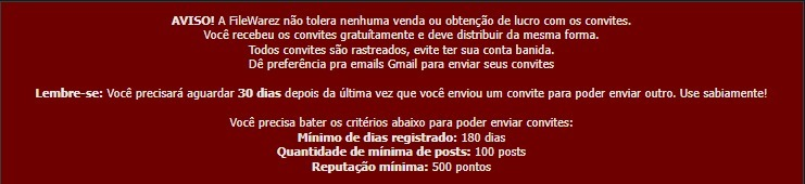 Filewarez deixa mais díficil o envio de convites