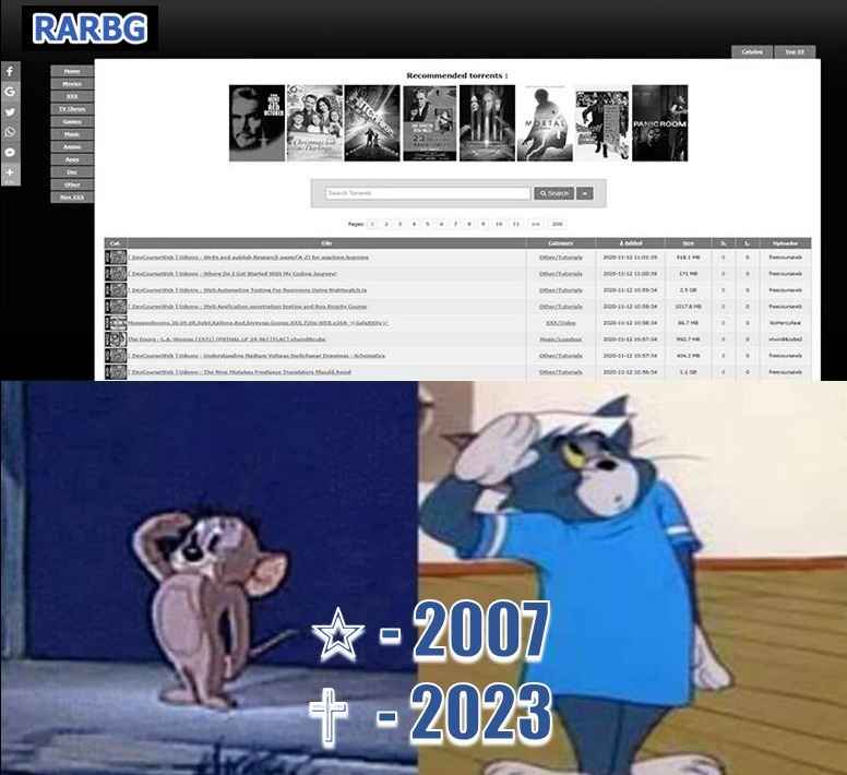 O site  RARBG encerrou suas atividades